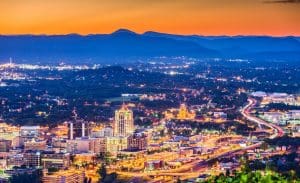 Roanoke, Virginia Skyline Roanoke, Virginia, USA downtown skyline at dusk.